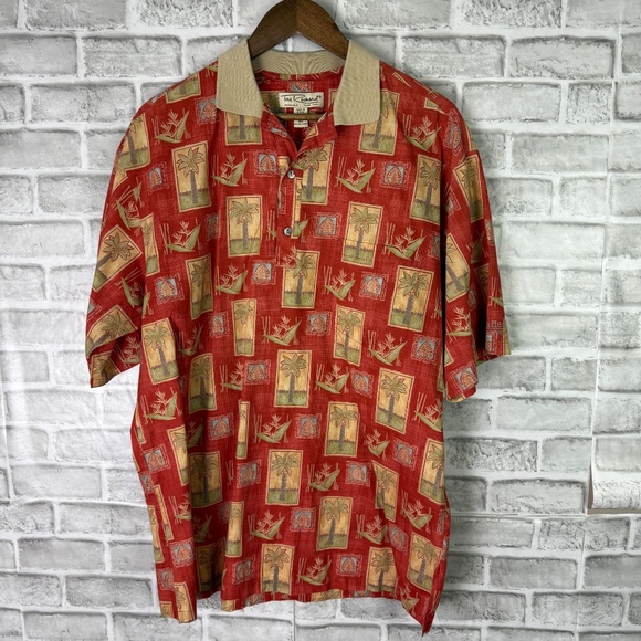 Tori Richard Hawaiian Lightweight Cotton Lawn Tropical Polo Shirt Mens LARGE - Picture 2 of 6